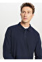 Polo Neck Navy Blue Men's Sweatshirt Ace052261086_Lac - 4