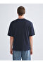 Navy Blue Crew Neck Combed Cotton Men's T-Shirt - 4