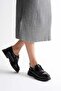 Women's Loafer Thick Sole Lace-Up Accessory Casual Shoes Black - 2