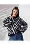 Zigzag Patterned Oversize Long Sleeve Crew Neck Knit Sweater Casual Daily Stylish Women's Blouse - 3