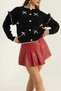 Women's Ruffle Detailed Ribbon Decorated Buttoned Long Sleeve Knitwear Cardigan