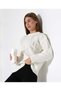 Women's Floral Applique Beading Embroidered Long Sleeve Crew Neck Knitwear Sweater - 3