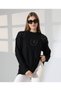 Women's Floral Applique Beading Embroidered Long Sleeve Crew Neck Knitwear Sweater - 5