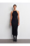 91518 Halter Neck Midi Dress-Black - 3