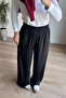 Black Elastic Waist Wide Leg Flowy Satin Pants - 4