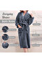 Premium Cotton Velour Bathrobe – Without Piping, Quick-Drying with Belt & Pockets – Free Size, Grey - 5
