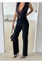 Women's Black Stone Detail Wide-Leg Palazzo Pants - 2