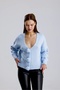 Women's Stylish Rose Detailed Blue Knitwear Cardigan - 6