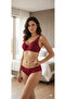 Padded Supported B Cup Adjustable Straps Stylish Night Lace Bra Panty Lingerie Set - 4