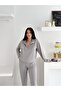 Stand-Up Collar Tracksuit Set with Modal Fabric Pockets - Wm2561 - with Ruffle Detail on the Skirt - 5