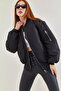 Oversize Black Puffer College Bomber Jacket Coat – High-Quality, Sporty, Stylish, and Comfortable Outerwear 2138