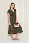 Women's Double Breasted Collar Elastic Slit Pocket Detailed Aerobin Dress 700-3764 - 3