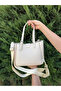 Women's New Season Soft Leather 4 Compartment Luxury Hand and Shoulder Bag Shopper Size: 28 X 20 cm - 3