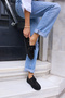 Claro Women's Black Real Suede Loafer Shoes - 6