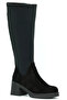 Genuine Suede Leather/Textile Rubber Sole Zippered Women's Boots - C24403-1 - 2