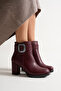 Women's Short Boots with Zipper and Luxury Buckle Accessories - 5