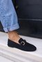 Piccoli Women's Black Real Suede Buckle Loafer - 8