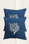 Sea Themed Coral Pattern Throw Pillow Cover – Navy Blue Throw Pillow Cover - Set of 2