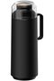 Exata Black Plastic Thermal Beverage Dispenser with 1 Liter Glass Liner and Plastic Lid - 2