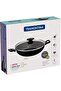 Loreto 28cm 3.3L Black Wok Pot with Interior and Exterior Starflon Max PFOA Free Nonstick - 3