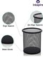 Desk Top Pen Holder Black Color 1 Piece Metal Mesh Cylinder Desk Organizer Round Perforated with Pen - 2