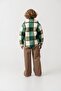 Boy's Cotton Green Checkered Patterned Fleece Jacket – Buttoned with Pockets - 8