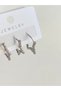 Silver Color 3-Piece Earrings with Stars and Stone Decorations - 4