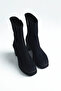 Black Nubuck Thick Heeled Women's Boots P8023 - 3