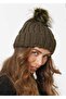 Women's Khaki Beanie Winter Soft Acrylic Pom Pom Beanie - 3