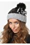 Women's Grey Glitter Beanie Winter Soft Acrylic Pompom Beanie - 3