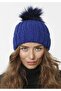Women's Blue Beanie Winter Soft Acrylic Pompom Beanie - 2