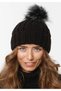 Women's Black Beanie Winter Soft Acrylic Pom Pom Beanie - 2