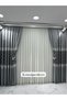 Fon Perde Gray Color with Tassel Model - Single Wing - 1/3 Densely Pleated Tube Pleat Accessory with Gift