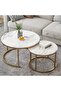 Nesting Coffee Table Set of 2,Round Coffee Table Wood Grain Top,for Living Room,Round Wooden Accent - 7