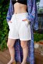 White Color Brodeled Shorts - 8