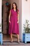 Burgundy Color V-Neck Waist Tie Detailed Pocketed Italian Linen Dress