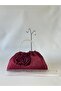 Claret Red Rose Portfolio Evening Dress Handbag - 3