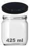 4 Pieces 425 ml Black Metal Canning Lid Yogurt Jar, Sauce Jar, Spice Jar, Menemen 425 Cc Glass Jar - 4