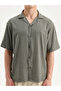 Khaki Regular Fit Short Sleeve Men's Textured Shirt - 3