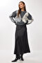 Long Satin Skirt Lgk0008 Black - 2