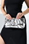Women's Silver Chain Strap Portfolio Evening Bag – Stylish Shiny Shoulder Bag for Nights Out and Events - 3