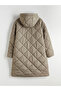 Khaki Hooded Quilted Women's Puffer Coat - 7
