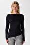 Women's Most Polyamide Asymmetrical Black Long Sleeve Blouse - 3