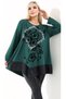 Round Neck Long Sleeve Blouse with Leather and Floral Stone Embroidery Skirt - 5