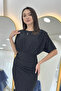 Women's Black Crew Neck Midi Length Dress - 5