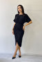 Women's Black Crew Neck Midi Length Dress - 2