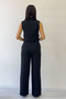 Women's Black Button Detailed Top and Bottom Vest Two-Piece Set - 8