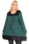 Leather Skirt Star Stone Embroidered Round Neck Long Sleeve Tunic - 2