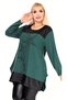 Leather Skirt Star Stone Embroidered Round Neck Long Sleeve Tunic - 6