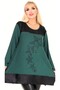 Leather Skirt Star Stone Embroidered Round Neck Long Sleeve Tunic - 7